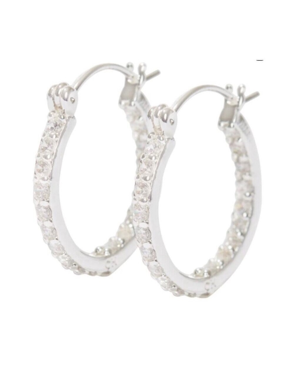 Crystal Haze Silver Plated Mini Serena Hoop Earrings NEW